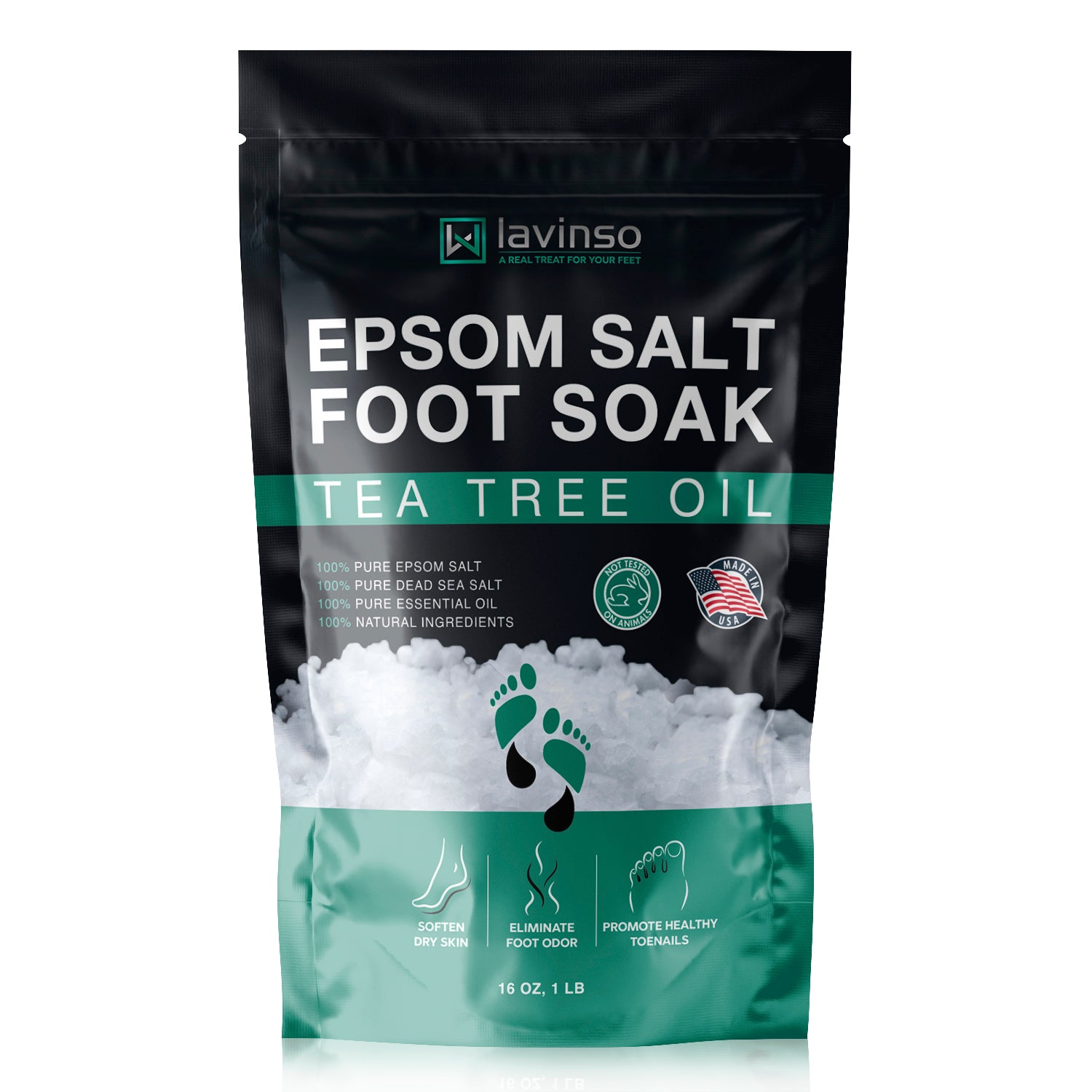 Lavinso Tea Tree Oil Foot Soak with Epsom Salt for Toenail Fungus and Athletes Foot