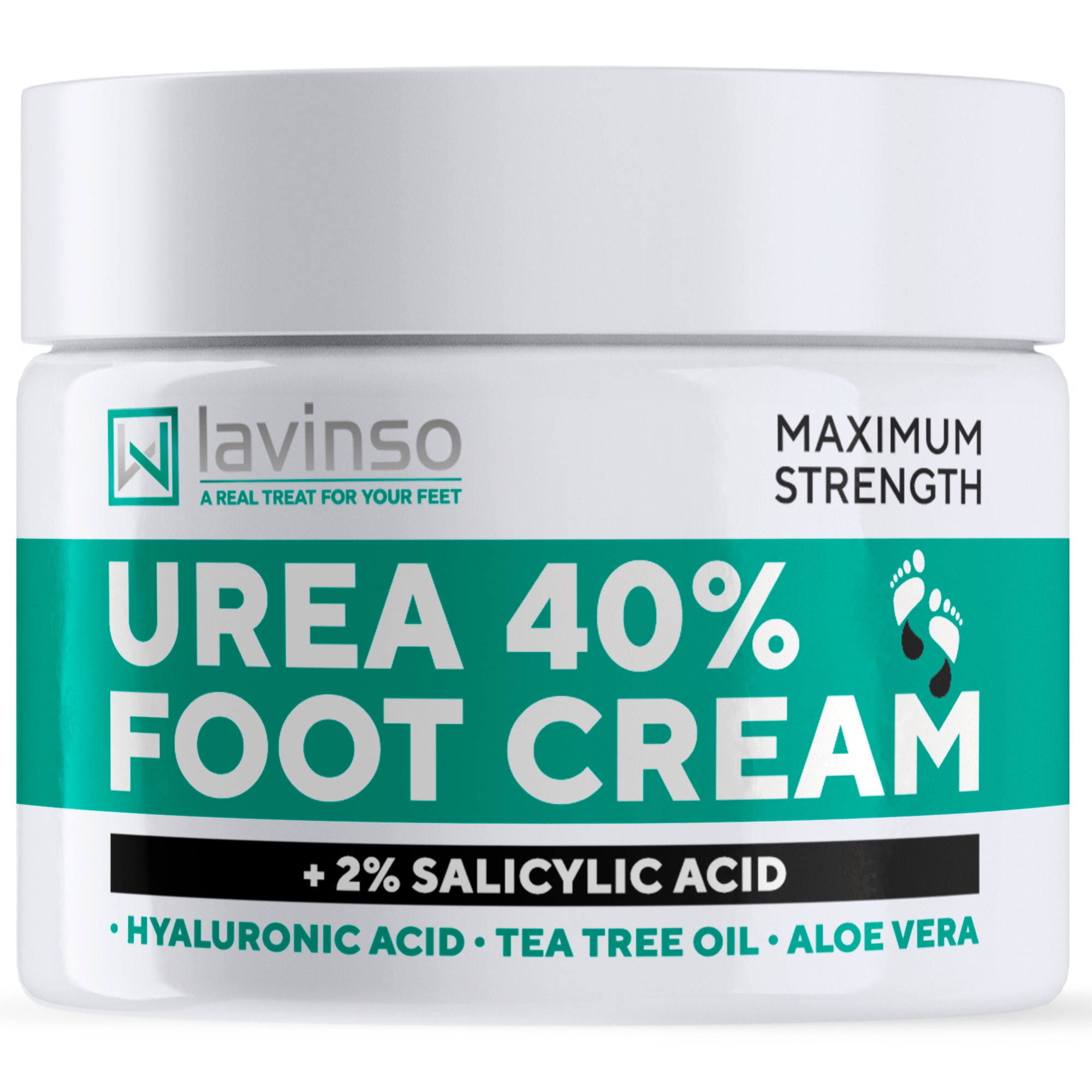 Lavinso Urea Cream 40 Percent for Feet with Maximum Strength - Foot Cream for Calluses and Dry Cracked Heels