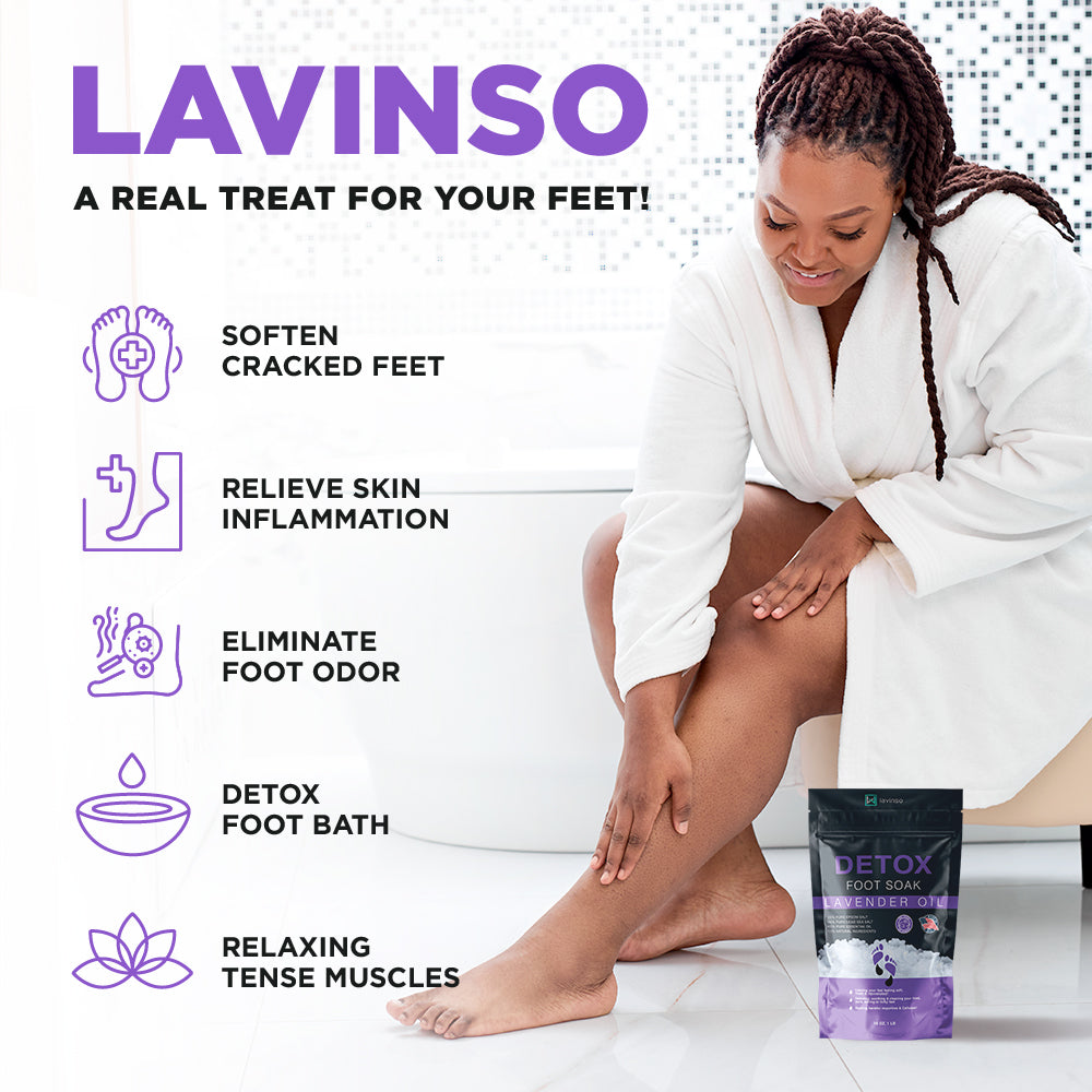 Lavinso Lavender Oil Foot Soak for Dry Cracked Foot with Epsom Salt