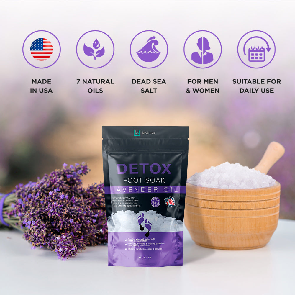 Lavinso Lavender Oil Foot Soak for Dry Cracked Foot with Epsom Salt