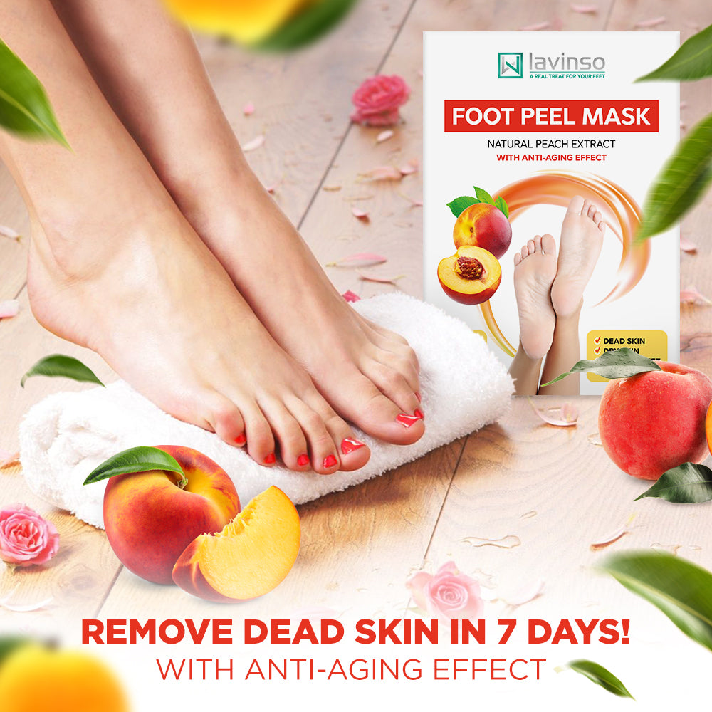 Lavinso Peach Foot Peel Mask for Dry Cracked Feet