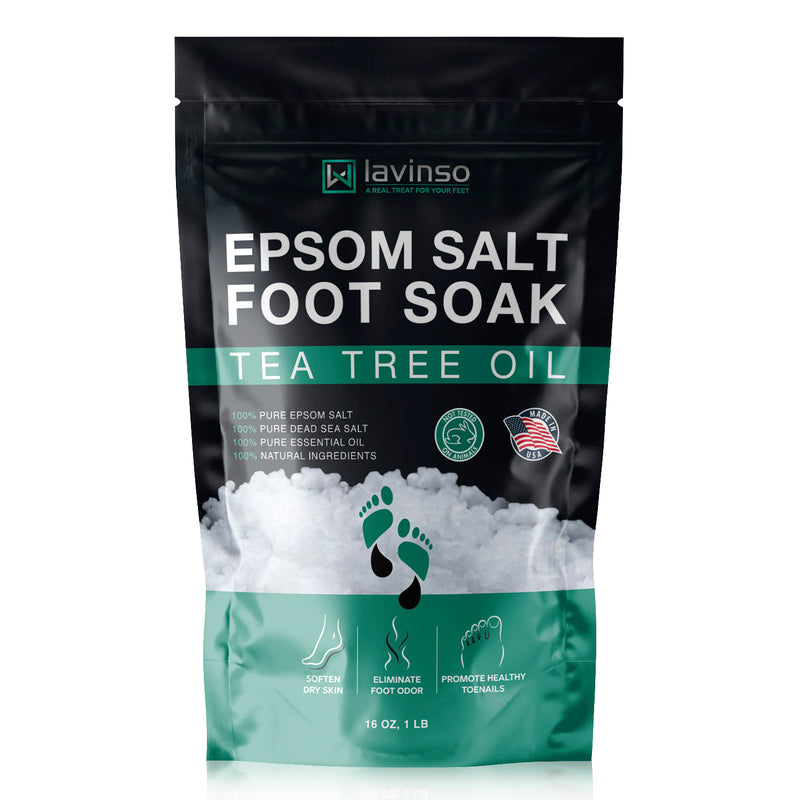 Tea Tree Oil Foot Soak with Epsom Salt - for Toenail Fungus, Athletes Foot, Stubborn Foot Odor Scent, Fungal and Softens Calluses