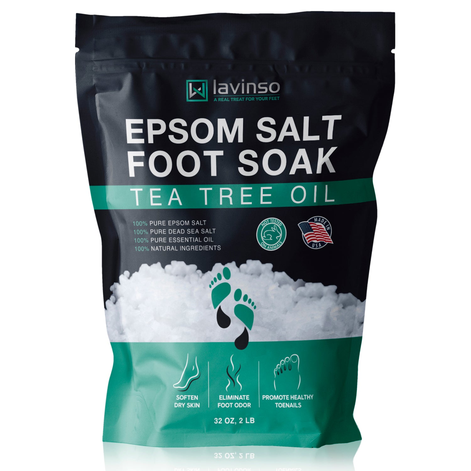 Lavinso Tea Tree Oil Foot Soak with Epsom Salt for Toenail Fungus and Athletes Foot