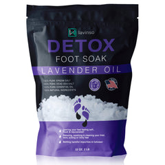 Lavender Oil Foot Soak for Dry Cracked Feet with Epsom Salt - Athlete's Foot, Removes Odor Scent - Softens Calluses & Soothes Sore Tired Feet