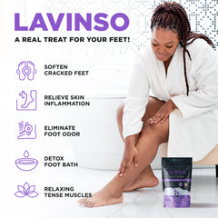 Lavender Oil Foot Soak for Dry Cracked Feet with Epsom Salt - Athlete's Foot, Removes Odor Scent - Softens Calluses & Soothes Sore Tired Feet