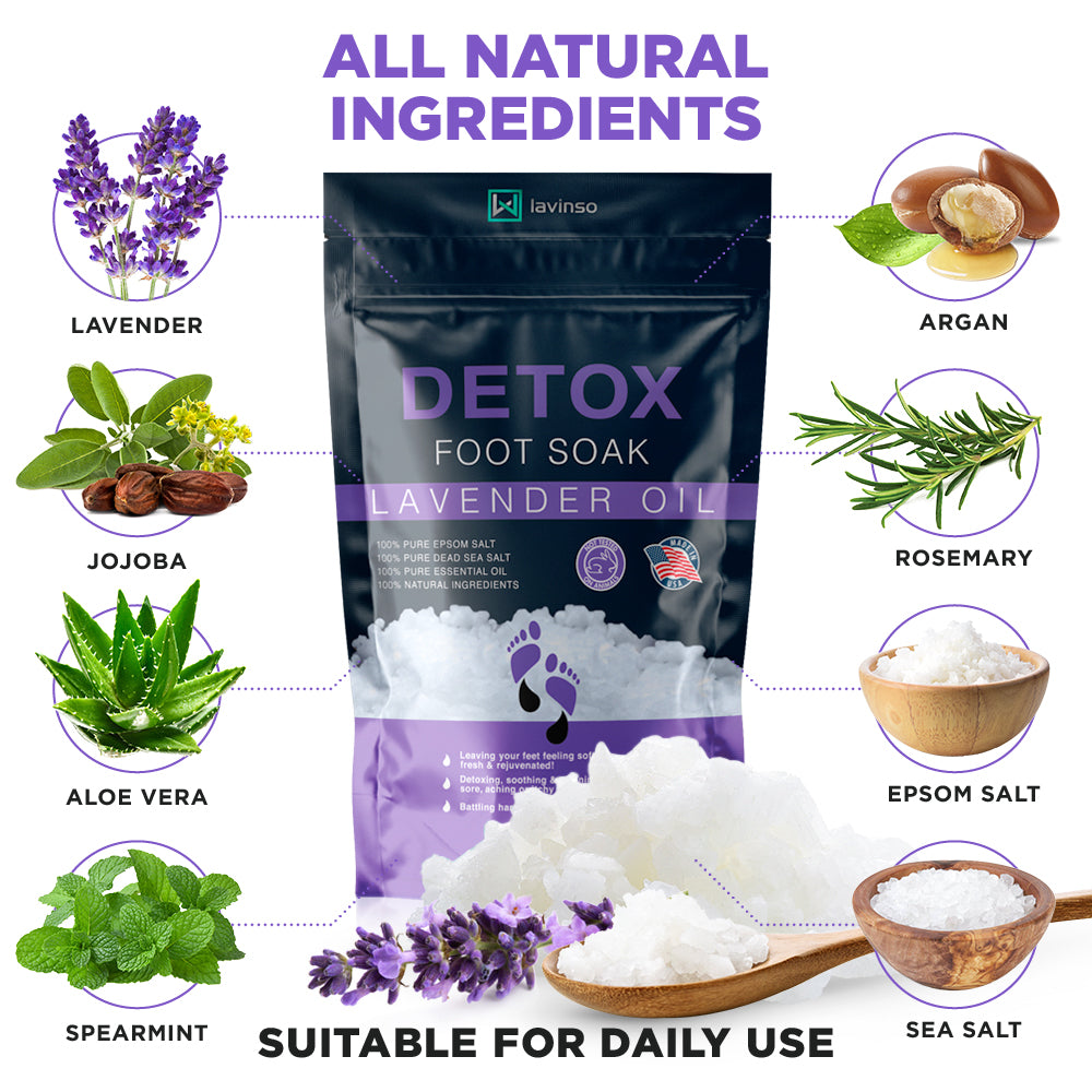 Lavinso Lavender Oil Foot Soak for Dry Cracked Foot with Epsom Salt