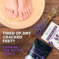 Lavender Oil Foot Soak for Dry Cracked Feet with Epsom Salt - Athlete's Foot, Removes Odor Scent - Softens Calluses & Soothes Sore Tired Feet