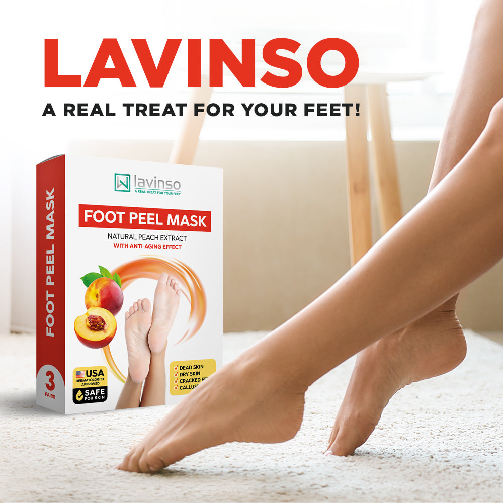 Lavinso Peach Foot Peel Mask for Dry Cracked Feet